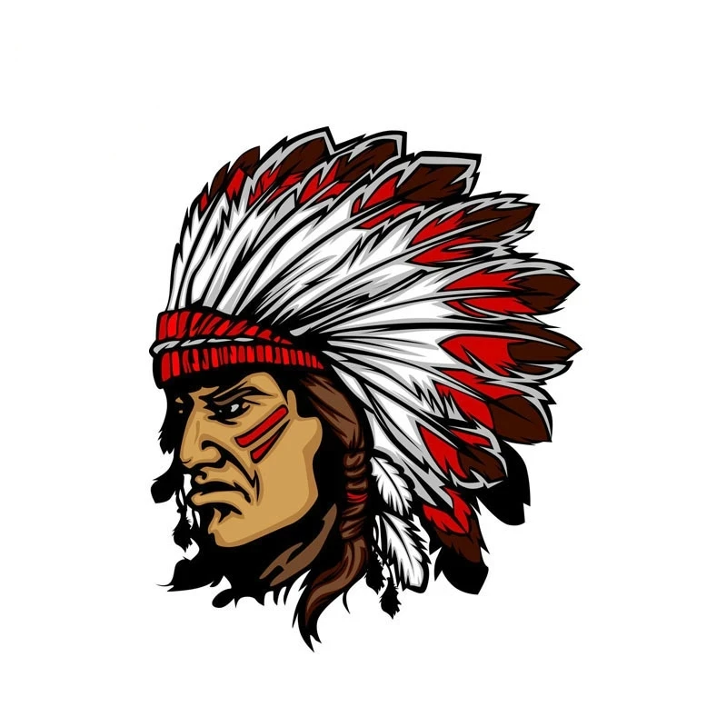 

S50349# 13CM/15CM/17CM Personality PVC Decal Indian Chief Mascot Head Car Sticker on Motorcycle Laptop Decorative Accessories