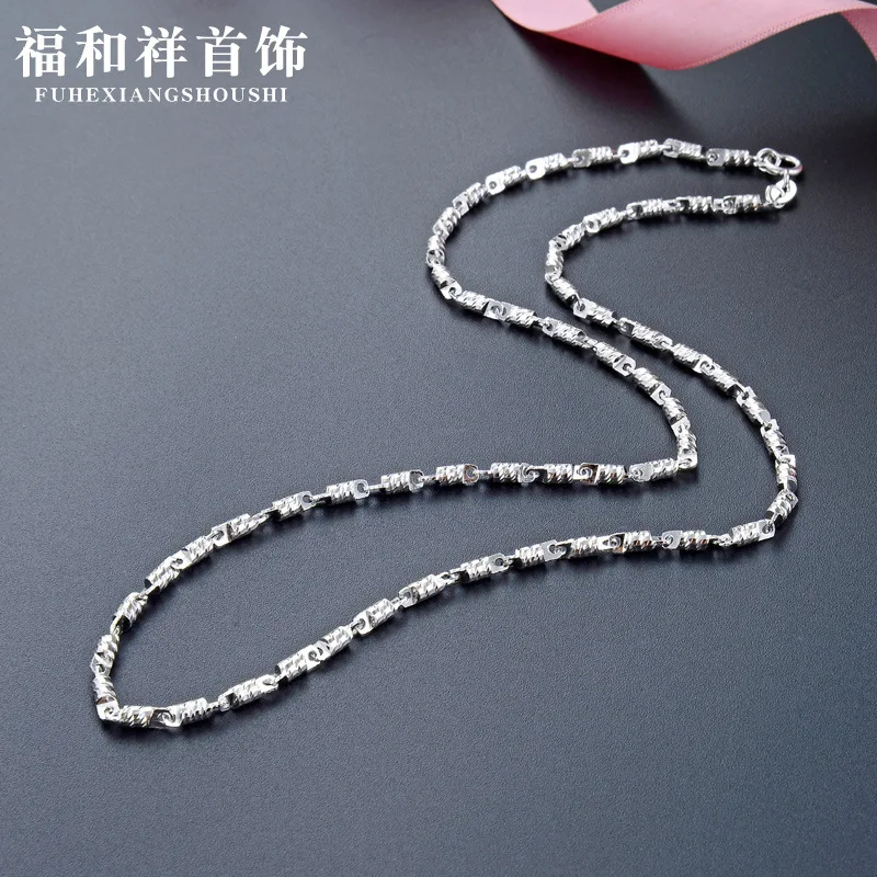 

Korean-style Accessories S925 Sterling Silver Necklace Female Short Cylindrical B- Style Popular Choker Accessories