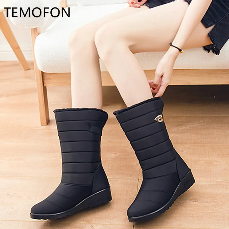 Женские зимние ботинки до щиколотки водонепроницаемые женские меховая обувь на