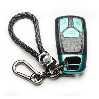 

STARCAR TPU leather pattern Car Key Cover Case For Audi Q3 Q5 Sline A3 A5 A6 C5 A4 B6 B7 B8 TT 80 S6 C6 Remote carKey Jacket