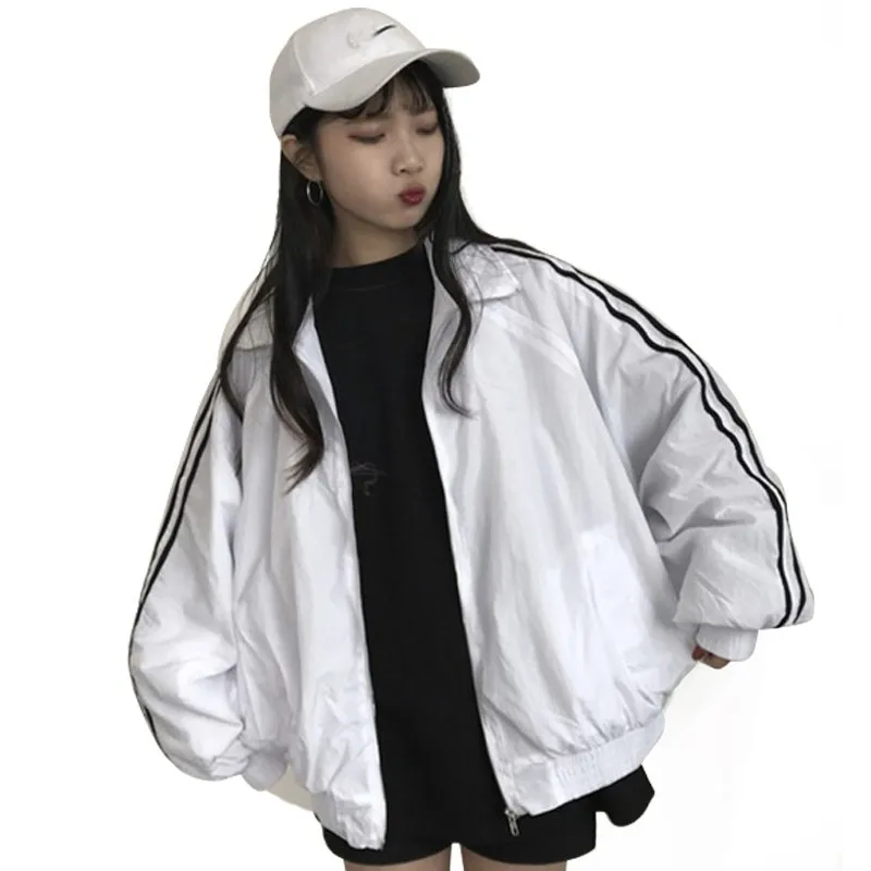 

SVOKOR Casual Thin Sports Jacket Loose Zip Cardigan Women Korean Version Harajuku Short Paragraph Jacket