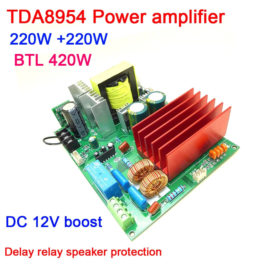DC 12V boost high power TDA8954 amplifier board 2x 220W Stereo audio ...