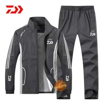 

Daiwa Spring Autumn 2020 Fishing Suit Cotton Outdoor Camping Hiking Sport Set Striped Clothes Fishing Jacket Pants Suit 4111#