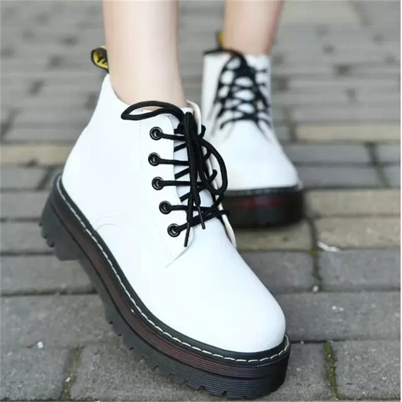 Женские ботинки ботильоны на платформе зимняя обувь плоской подошве со