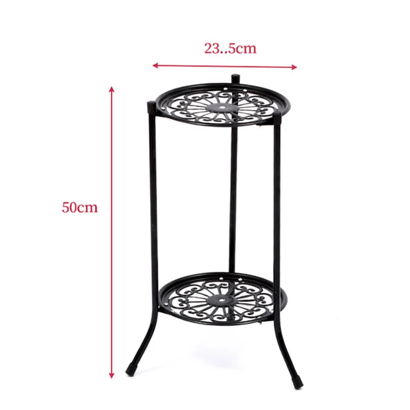 2 Holder Flower Stand Metal Plant Pot Stand Flower Display Shelf Garden Patio Home Outdoor Black Tray Home Decoration plant stand,wooden flower shelf