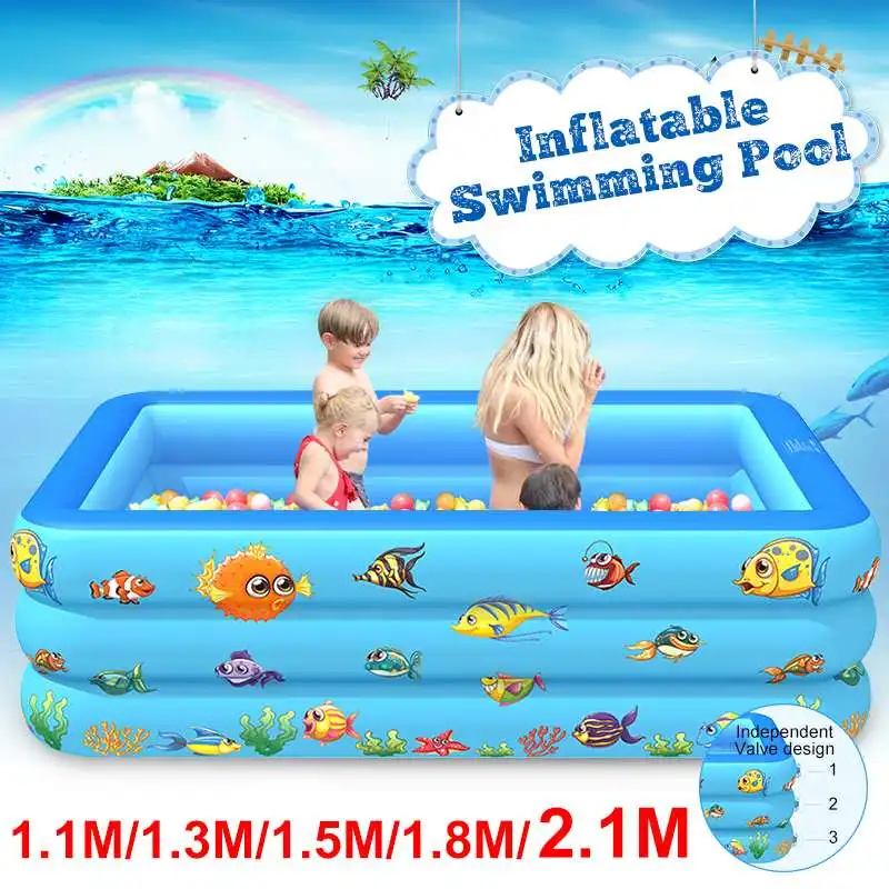 

Large Size Inflatable Square Swimming Pool Kid Inflatable Pool Children Home Use Paddling Pool 110-210cm for Baby piscina grande