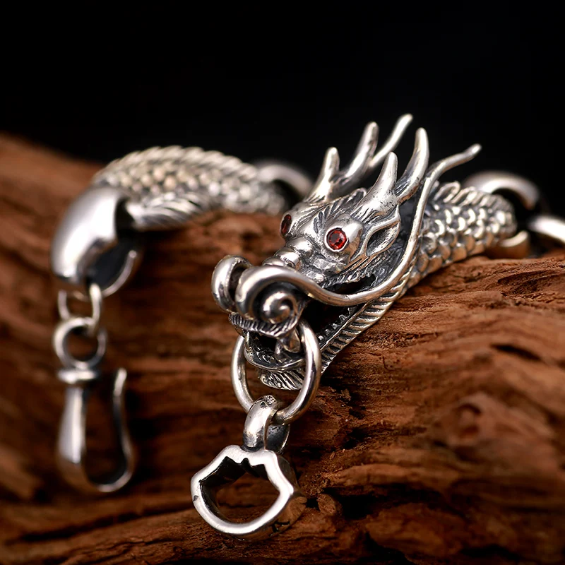 Cigovos925 Yintai Серебряный грубая руда серебряный браслет лидер, сильный и ретро тренд, человек ходьба по всему миру