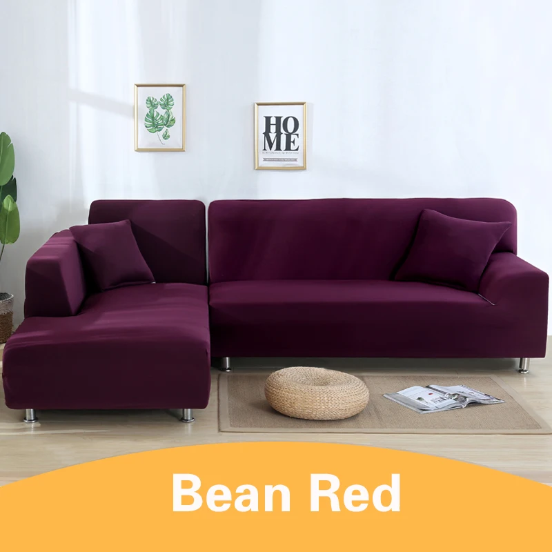 1-4 чехлы для диванов, модные однотонные эластичные чехлы для диванов, мягкие эластичные чехлы для диванов, Защитные чехлы для диванов для гостиной - Цвет: Bean red