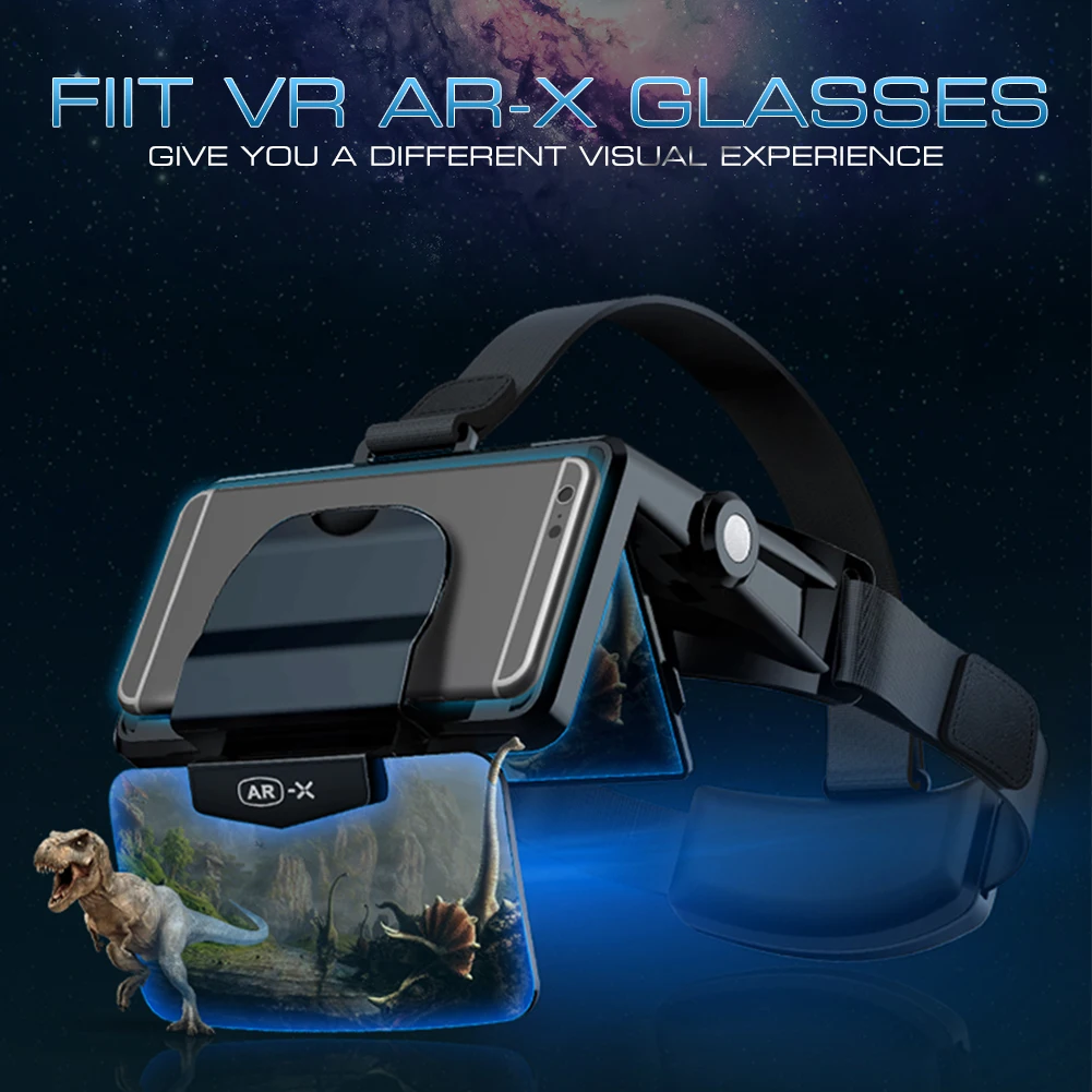 AR-X AR Smart Glasses Enhanced 3D VR Glasses Headphones Virtual Reality Helmet VR Headset For 4.7-6.0 Inches Smartphone