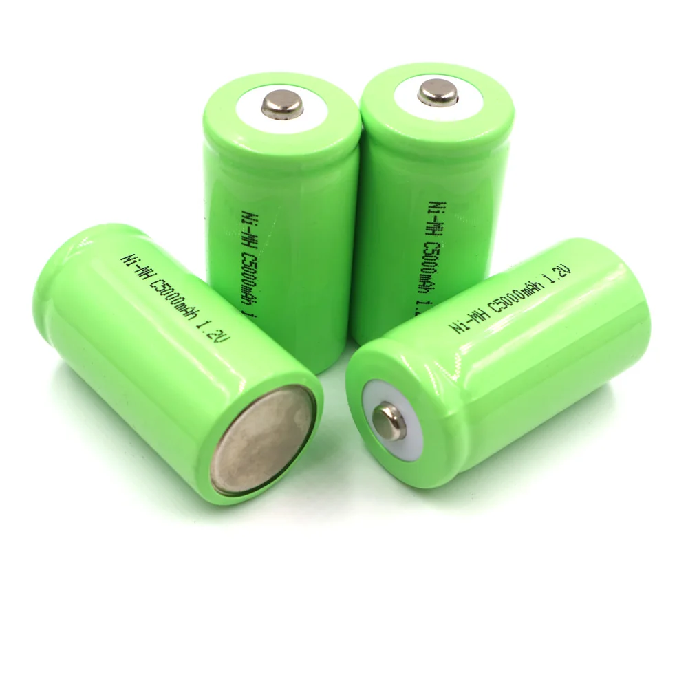 C&P Ni-Mh C Battery Cell 5000mah Rechargeable NiMH C/R14 Size Tip Point 1.2V 5.0Ah Discharge Current 25A 5C Two Model 2 Flashli