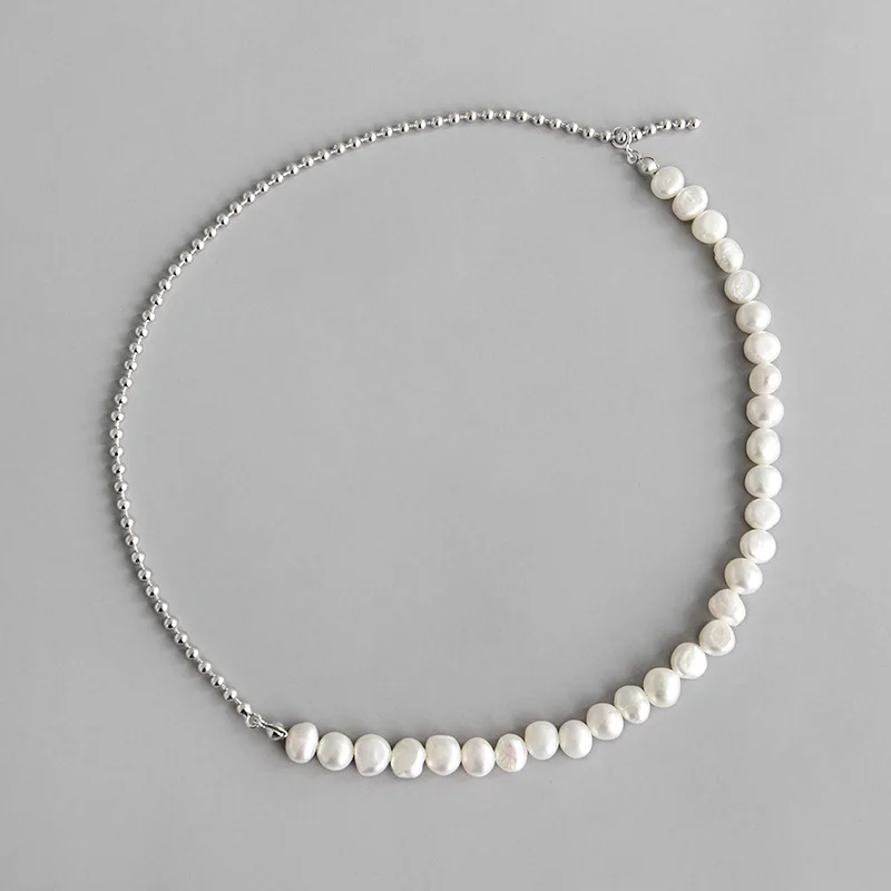 

100% 925 Sterling Silver Necklace 2019 Irregular Baroque Freshwater Pearls Necklaces For Women Beads Necklace 925 Silver Jewelry