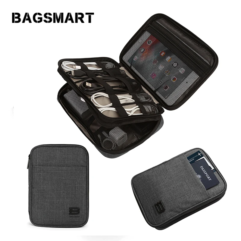 Двухслойный дорожный Кабельный органайзер BAGSMART аксессуары для электроники