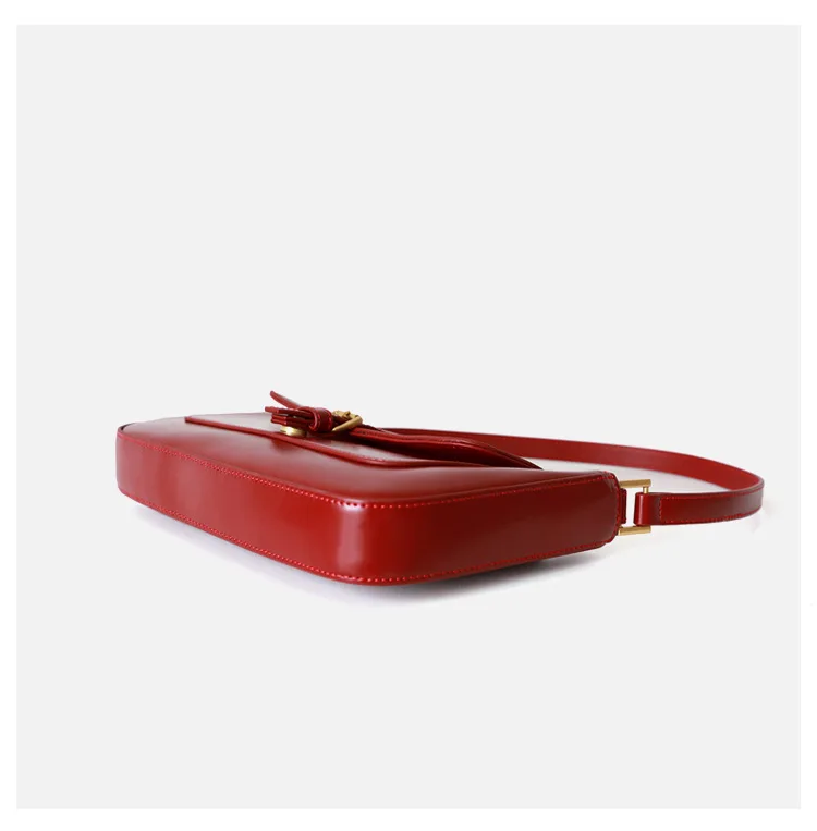 Winter New Retro Cow Leather Baguette Bag Under The Shoulder Shoulder Bag Female