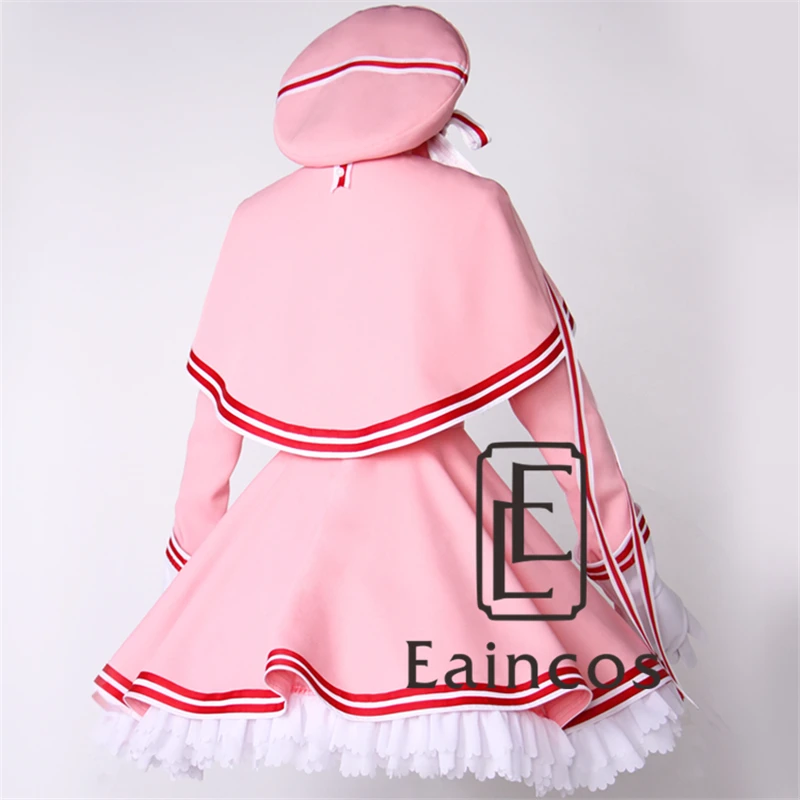 Аниме Cardcaptor Sakura KINOMOTO Сакура косплей розовый костюм для Хэллоуина вечеринки
