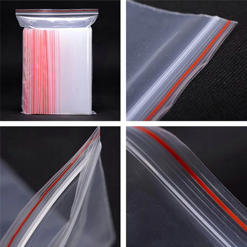 100 шт Пластиковые Ziplock Сумки Ювелирные изделия Малый мешок с застежкой упаковки пищевых продуктов молнии замок сумки ясные свежие сохраняя пылезащищенные