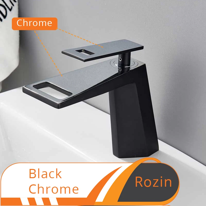 Black and Chrome Хромированный белый смеситель для раковины широкий смеситель для раковины ванной комнаты кран для раковины на бортике одно отверстие Смеситель для мойки крана - Цвет: Black and Chrome