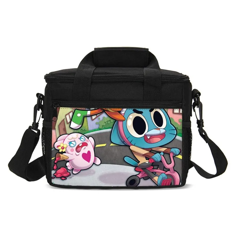Удивительный мир Gumball принтов Портативный Ланч-мешок Термоизолированный Ланч-бокс сумка-холодильник Bento мешок контейнер для хранения продуктов - Цвет: SCBU019001RGB