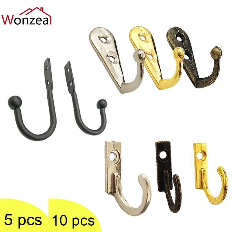 5/10Pcs Vintage Retro Single Prong Hanging Hooks Wall Mounted Zinc Alloy  Home Towel Hanger Bathroom Rack Clothes Carabiner