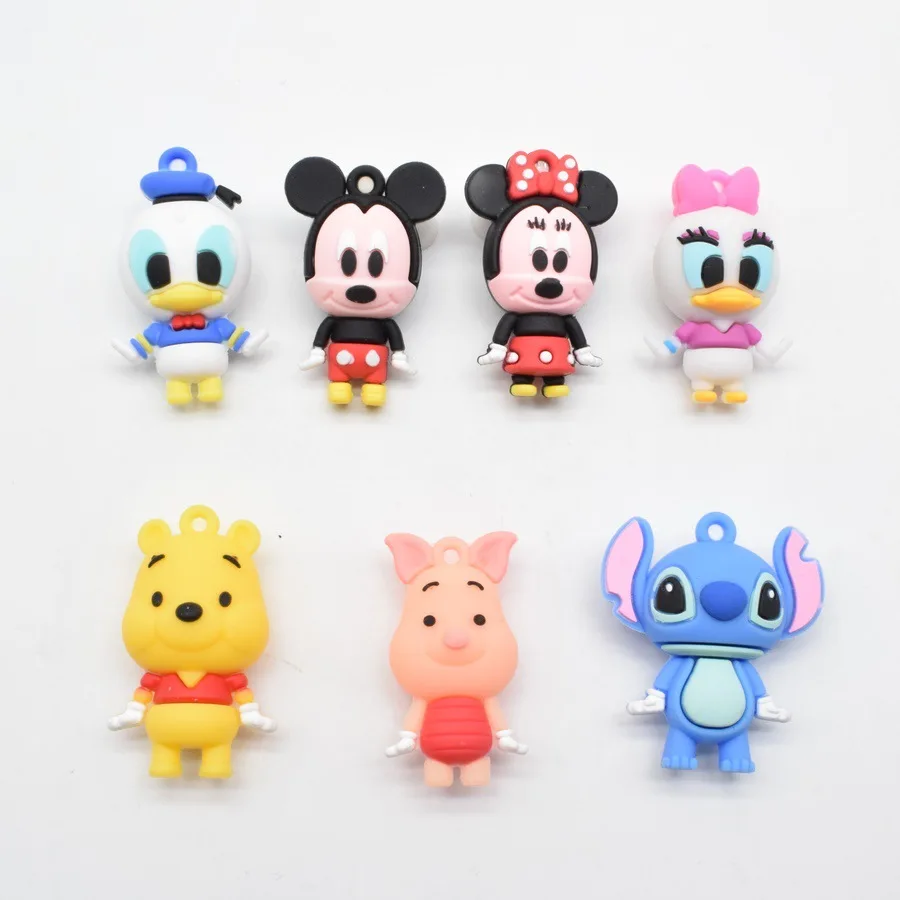 Брелок для ключей 7 шт./компл. Disney Микки Минни пух медведь Стич милая мультяшная
