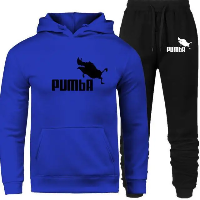 blue Новинка, брендовый спортивный костюм, модные мужские спортивные толстовки, комплекты из двух предметов, флисовая плотная Толстовка+ штаны, спортивный костюм для мужчин - Цвет: blue