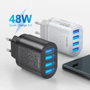 

QC3.0 Quick Charger 4 USB Ports EU US Fast Charger USB C Power Adapter Accessories For Mobile Phone For Xiaomi Iphone Oppo TXTB1