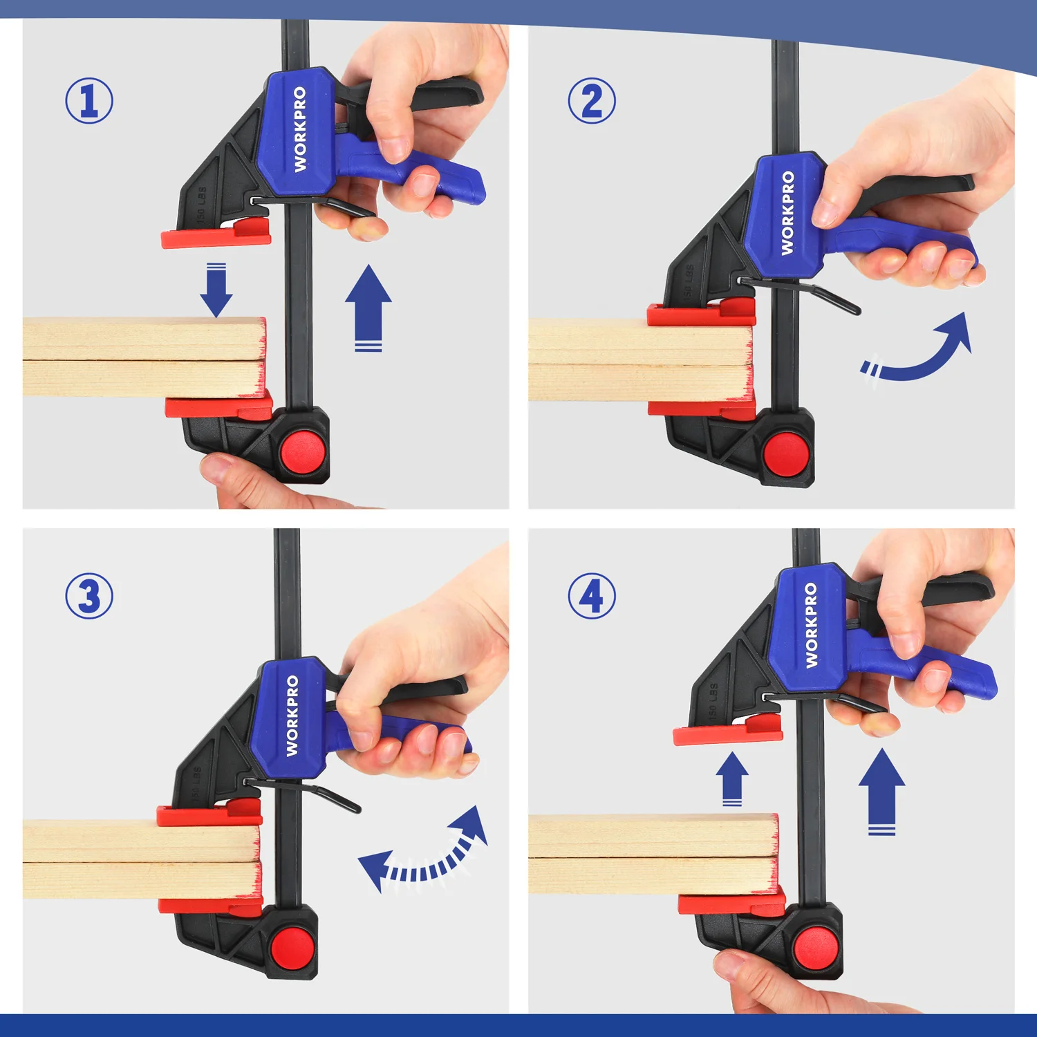 WORKPRO Ratchet Bar Clamp Set 2PC 6-Inch/12-Inch Quick Release One-Handed Heavy-Duty Bar Clamp Spreader Woodworking