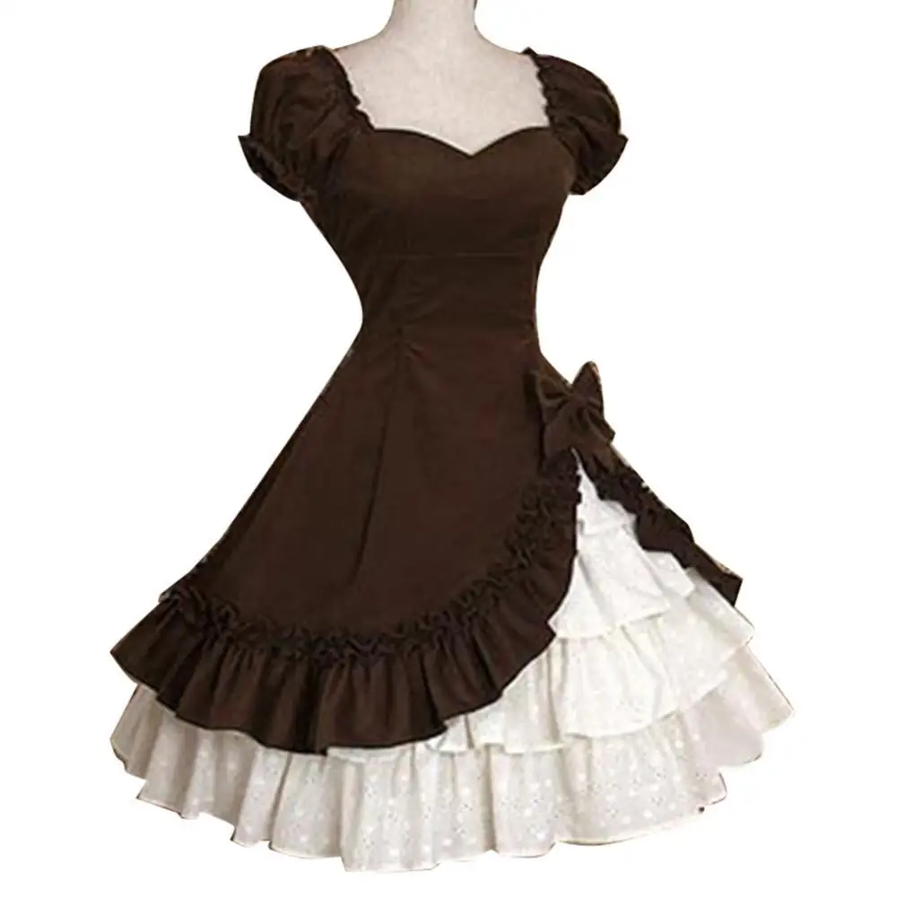 

70% 2021 New Lady Retro Falbala Large Swing Bowknot Medieval Lolita Dress Cosplay Costume