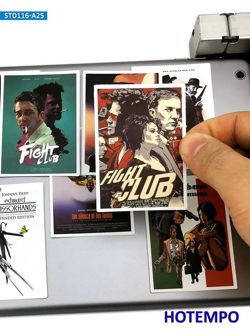 25 개, 클래식 영화 포스터 스티커, 펄프 픽션 대부, 레트로 패션 데칼, 노트북, 스크랩북, 수하물, 스케이트보드, 자전거, 자동차, 오토바이, 전화 스티커, 장난감