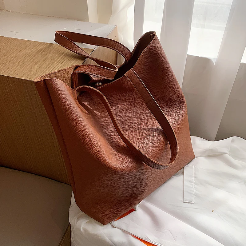 

Designer PU Leather Shoulder Bags for Women 2020 Simple Open Handbags Winter Branded Women's Trending Solid Color Hand Bag