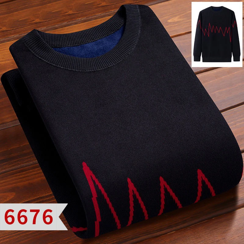 NIGRITY мужской повседневный вязаный свитер осень зима приталенный бархатный свитер Мужская брендовая одежда - Цвет: 6676