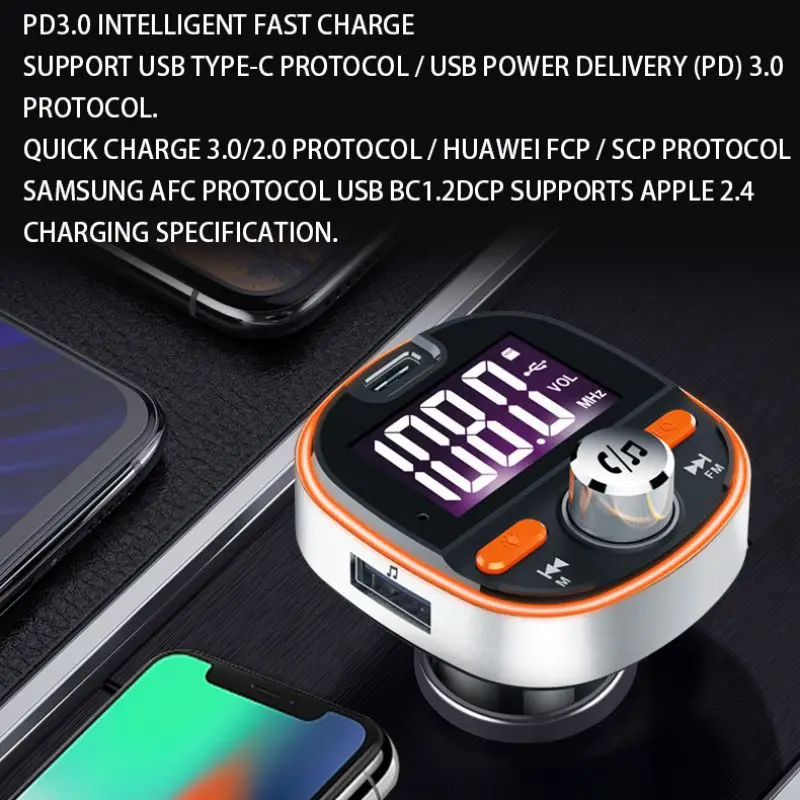 ONEWELL QC3.0 автомобильный комплект Bluetooth 5,0 fm-передатчик модулятор Быстрая зарядка USB зарядное устройство стерео MP3 плеер громкой связи