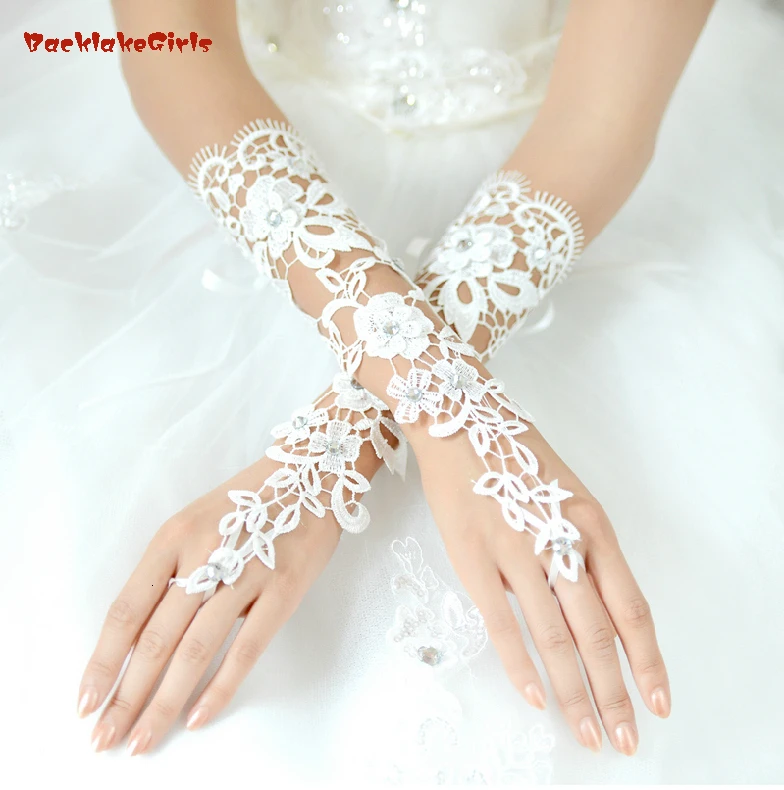BacklakeGirls Acessorios De Noiva Fashionable Design Wedding Accessories Elbow Length Bridal Glove Fingerless Lace Wedding Glove