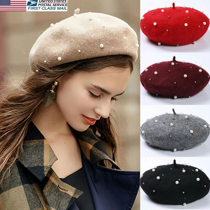 Pearl beret hat Clearance