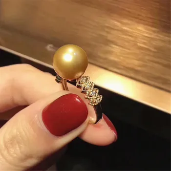 

Beautiful Band Jewelry Promise Ring Hollow Leaves & Pearl Rings Accessories 925 Silver Fashion Jewelry CZ Crystal Accessories