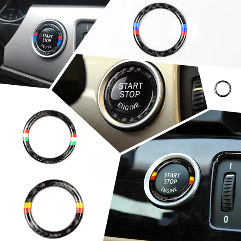

Carbon Fiber Car Engine Start Stop Key Ring Trim Car Ignition Sticker for BMW E90 E92 E93 320i Z4 E89 3 Series Car Accessories