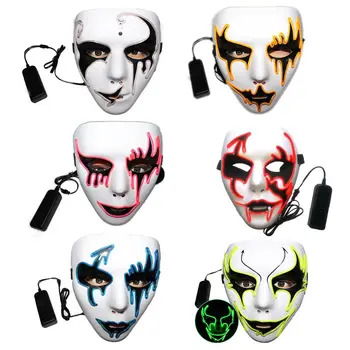 

Unisex Halloween Full Facc Ghost Mask EL Wire LED Light Up Rave Party Cosplay