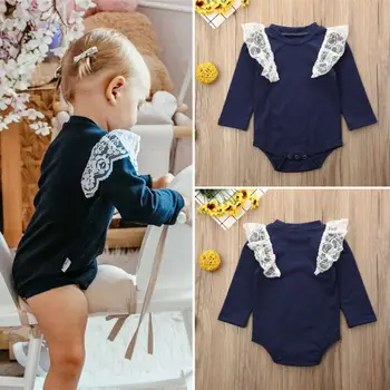 

Fashion Newborn Baby Bodysuits Cute Kid Girls Long Fly Sleeve Lace Jumpsuit Cotton Playsuit Princess Clothes 0-24M
