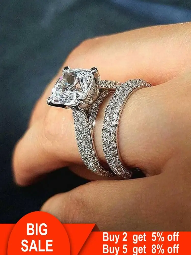 Роскошные женские комплекты колец обещания из стерлингового серебра 925 пробы с