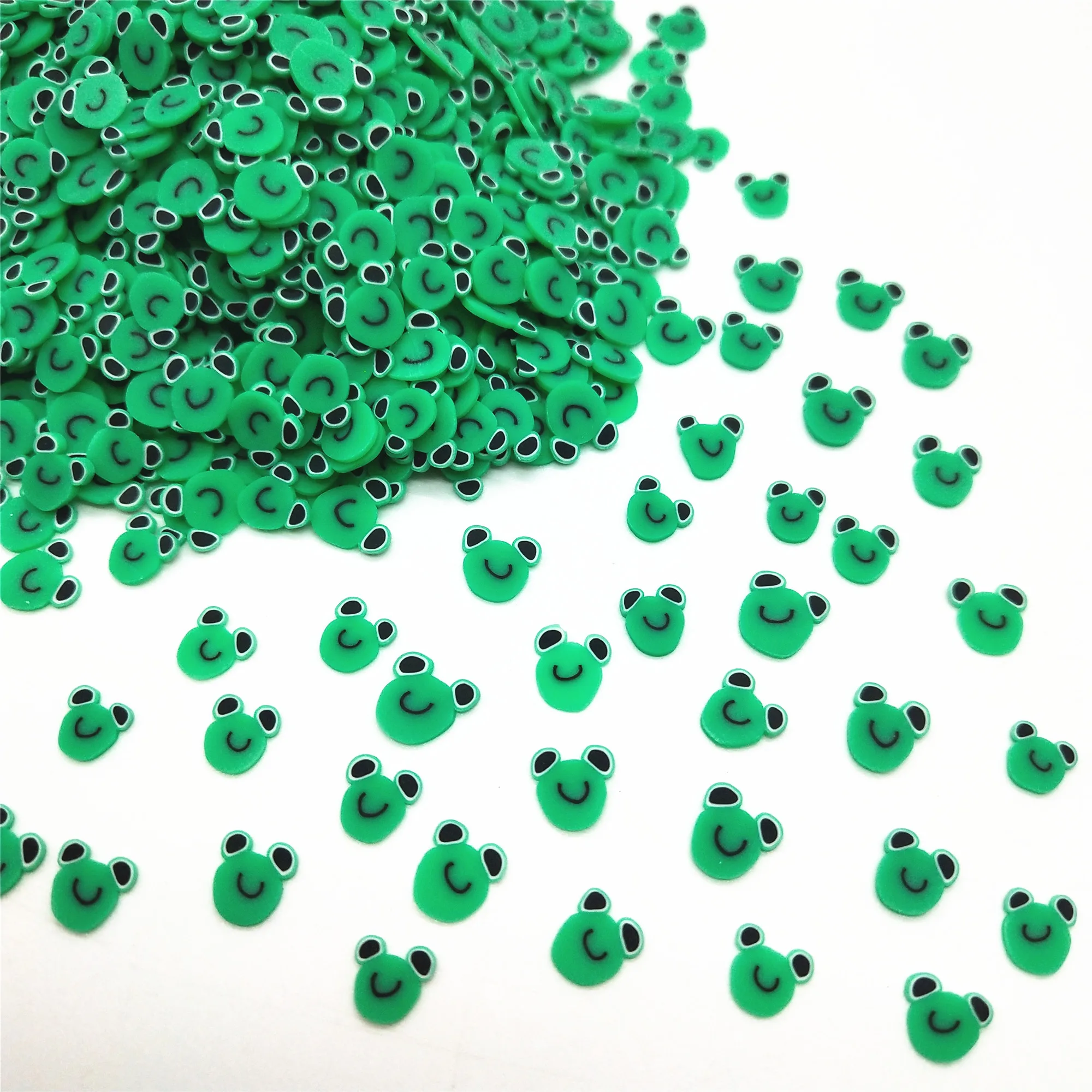 Bajo costo 20 g/lote rana verde de arcilla de polímero rebanadas para manualidades DIY 5mm de plástico Klei barro partículas Animal arcillas dV5bjG0jb