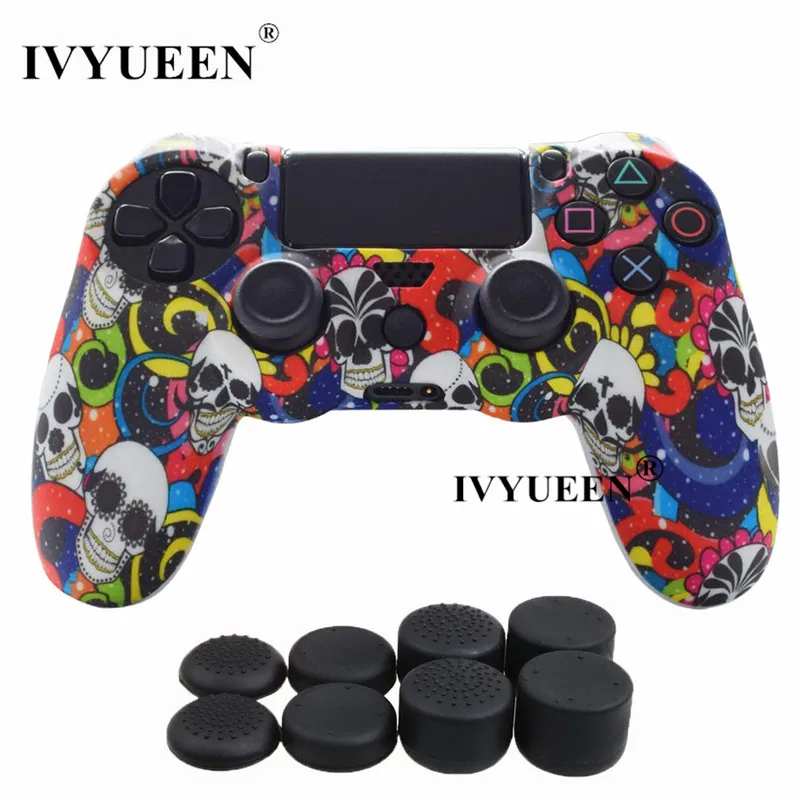 Силиконовый защитный чехол IVYUEEN для sony Dualshock 4 PS4 DS4 Pro Slim с 8 аналоговыми джойстиками - Цвет: Colorful Skull