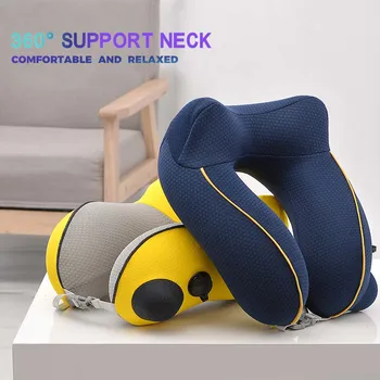 

Inflatable U Shape Neck Cushion Travel Pillow Air Cushion Self-inflating Button Travel Neck Pillow Inflatable Airplane Pillow
