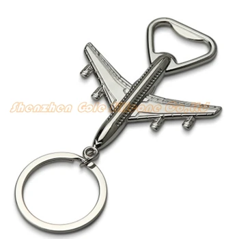 

500pcs Laser customization Plane Shaped Key Chains Bottle Opener Key Holder Wine Beer Openers Aircraft Styling Car Key Ring