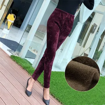 

YSDNCHI Lady Casual Leggings Winter Warm Velvet Legging High Waist Pants Thicken Leggings Outdoor Women Trousers Warm Thick Pant