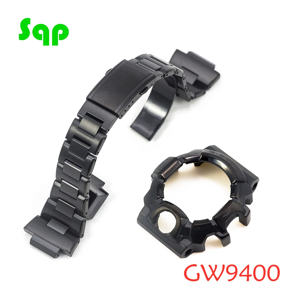 GW9400 набор часов 316L нержавеющая сталь часы модификация ремешок для часов ободок/чехол металлический ремешок - Цвет ремешка: Black Set