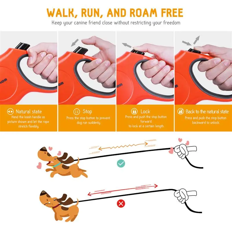 PIXNOR 5M Automatic Retractable Portable Training Rope Dog Leash for Walking Outdoor