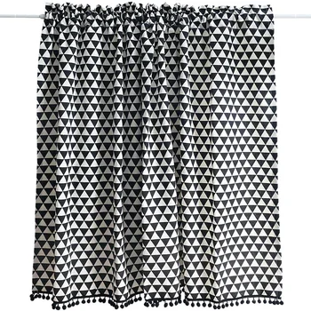 

Nordic Cotton Linen Half Curtain Geometric Black And White Curtain Dust-Proof Drape Home Decor Textiles DL-JD141#40