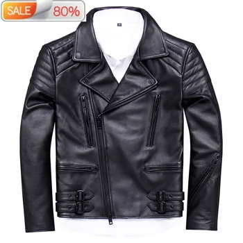 

Mens Jacket Autumn Real Genuine Coat for Men Short Motorcycle Cow Leather Jackets Veste Cuir Homme UY02 B2320A