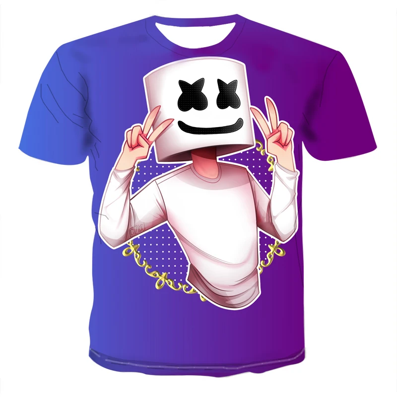 

nes men's and women's new funny cartoon marshmallow 3D t-shirt men's and women's lovers full of fun flame color HarajukuT-shirt