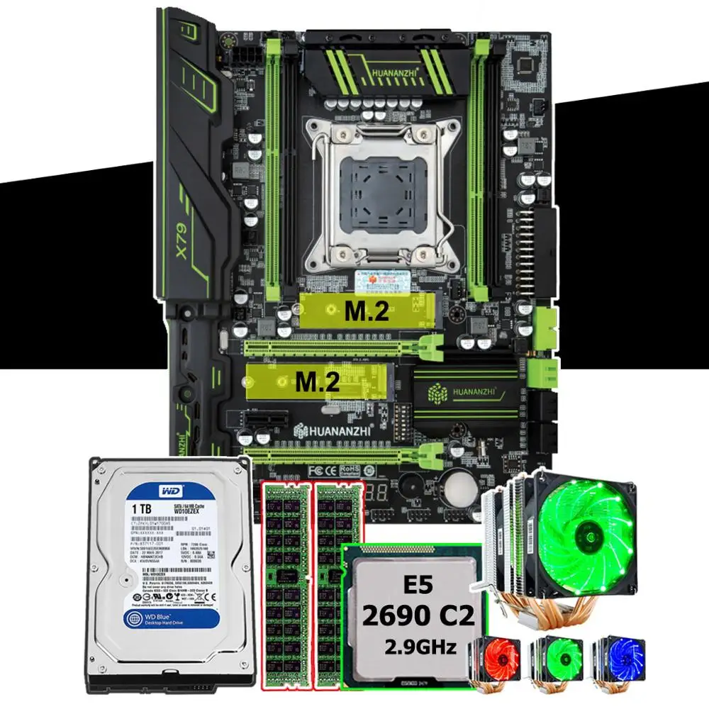 HUANANZHI X79 Pro Материнская плата с двойным M.2 слотом SSD CPU Xeon E5 2690 2,9 GHz 6 tubes cooler RAM 16G(2*8G) RECC 1 ТБ SATA3.0 HDD|Материнские платы| | АлиЭкспресс