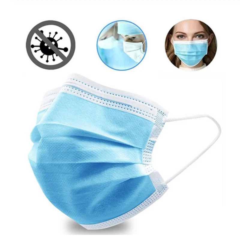 

50 Anti-Pollution 3 Laye Mask dust protection Masks Disposable Face Masks Elastic Ear Loop Disposable Dust Filter Safety Maska